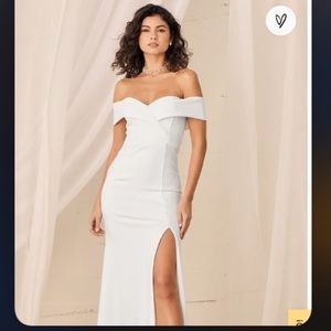 LULU’S song of love off the shoulder white maxi dress